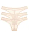 On Gossamer Hip G Thongs, Set Of 3 In Champagne