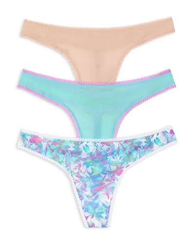 On Gossamer Hip G Thongs, Set Of 3 In Champagne/blue Radiance/shadow