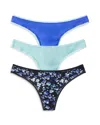 On Gossamer Hip G Thongs, Set Of 3 In Royal Blue/ Evening Blue