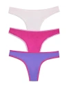 On Gossamer 3-pack Mesh Thongs In Very Perirose/ Violet Mauve / Chalk