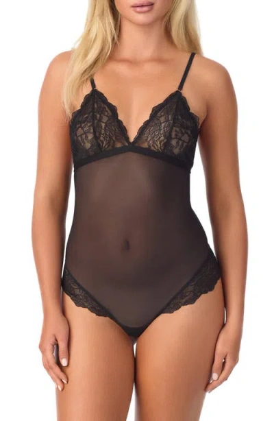 On Gossamer Luxe Lace & Mesh Bodysuit In Black