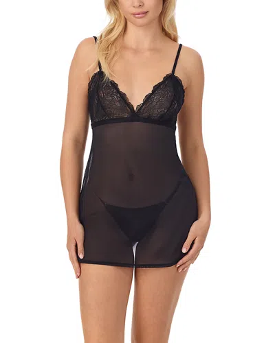 On Gossamer Luxe Lace Chemise And Thong In Black