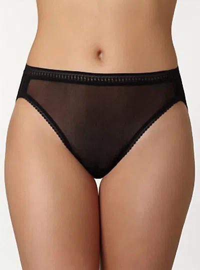 ON GOSSAMER MESH HI CUT BRIEF PANTY IN BLACK