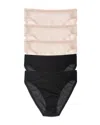 On Gossamer Women's Mesh High-cut 5 Pack Underwear In Black,champagne