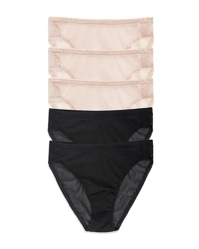 On Gossamer Women's Mesh High-cut 5 Pack Underwear In Black,champagne