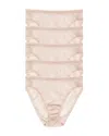 On Gossamer Mesh High Cut Briefs, Set Of 5 In Champagne