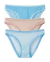 On Gossamer Mesh Hip Bikinis, Set Of 3