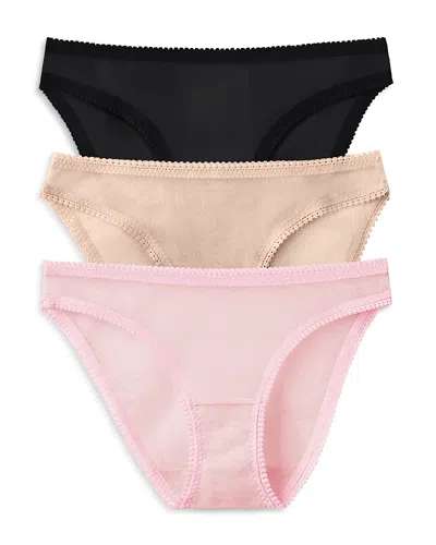 On Gossamer Mesh Hip Bikinis, Set Of 3 In Transparent