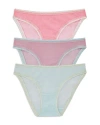 On Gossamer Mesh Hip Bikinis, Set Of 3 In Clearwater/ Orchid Smoke /softcoral