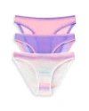 On Gossamer Mesh Hip Bikinis, Set Of 3 In Iris/seapink/sunsetstrip