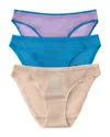 On Gossamer Mesh Hip Bikinis, Set Of 3 In Multi