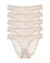 On Gossamer Mesh Hipster Bikinis, Set Of 5 In Champagne