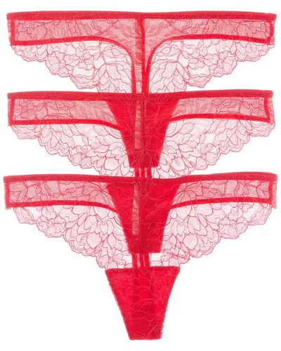 On Gossamer Ongossamer 2pk Luxe Lace Thong In Crimson Berry (i613g)/crimson