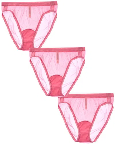 On Gossamer Ongossamer 3pk Mesh Hi-cut Brief In Pink
