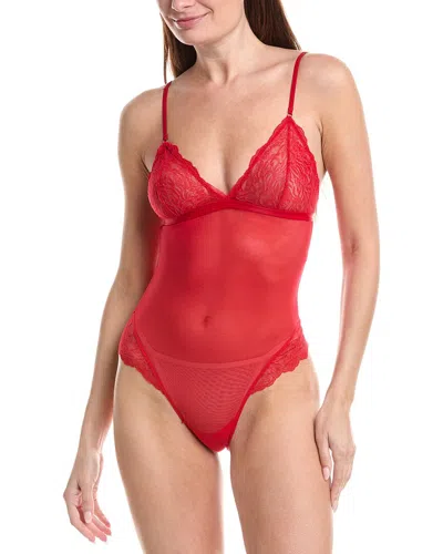 On Gossamer Ongossamer Luxe Lace Bodysuit In Red