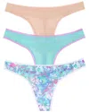 On Gossamer Ongossamer Set Of 3 Hip Mesh Thong In Blue