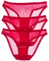 On Gossamer Ongossamer Set Of 3 Hipster Bikini In Red