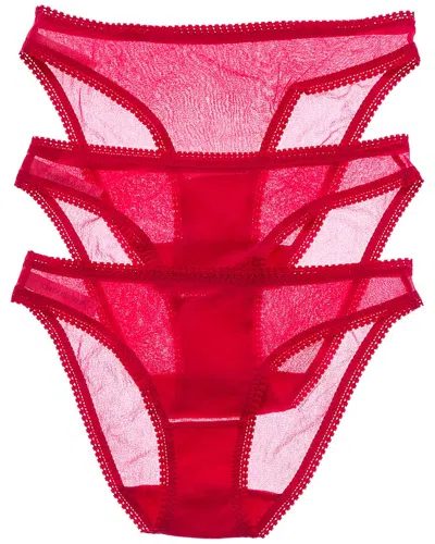 On Gossamer Ongossamer Set Of 3 Hipster Bikini In Red