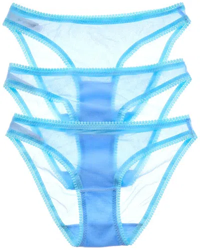 On Gossamer Ongossamer Set Of 3 Next To Nothing Micro Bikini In Blue