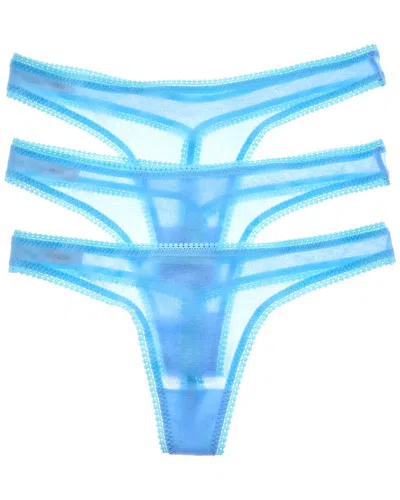 On Gossamer Ongossamer Set Of 3 Next To Nothing Micro G-string In Blue