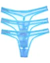 On Gossamer Ongossamer Set Of 3 Next To Nothing Micro G-string In Blue