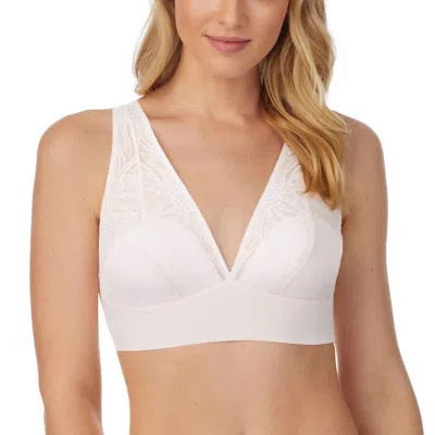 On Gossamer Sleek & Lace Built Up Bralette In Mauve Chalk In White