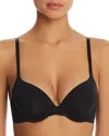 On Gossamer Sleek Micro Lace Underwire Convertible Push-up Bra In Black