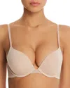 On Gossamer Sleek Micro Lace Underwire Convertible Push-up Bra In Champagne
