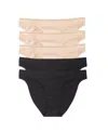 On Gossamer Cabana Cotton Bikinis, Set Of 5 In Black,champagne