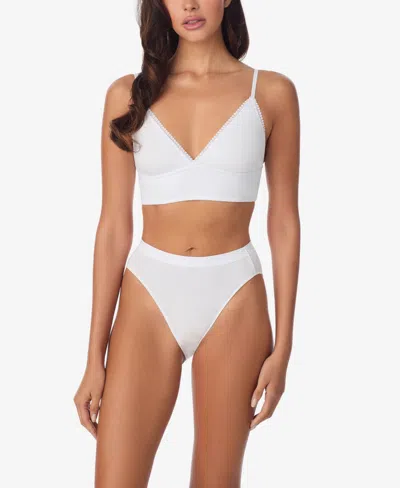 On Gossamer Cabana Cotton Blend Rib Longline Triangle Bralette In White