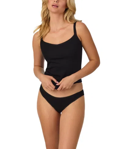 On Gossamer Women's Cabana Cotton-blend Reversible V-neck To Scoop Neck Crochet-trim Camisole, 2-piece Set In Black