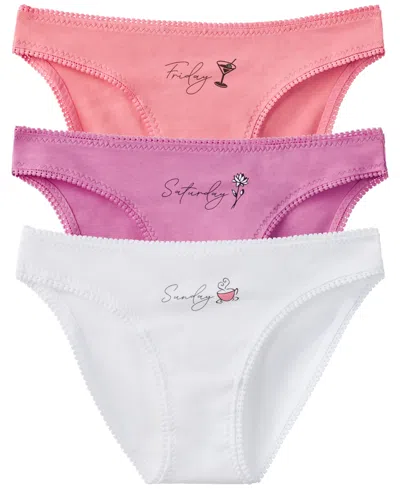 On Gossamer Women's Cabana Hip Bikini Weekender Panties, 3-pack Set In Purple