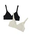 On Gossamer Women's Cotton Bralette, Pack Of 2 010404p2 In Black,gray