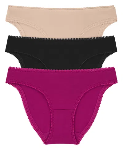 On Gossamer Women's Cotton Hip Bikini Panty, Pack Of 3 1402p3 In Multi