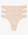 On Gossamer Cabana Cotton Blend Hip-g Thongs, Set Of 3 In Neutral