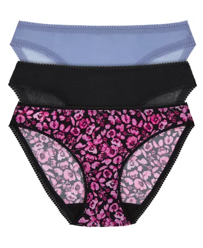 On Gossamer Women's Mesh Hip Bikini Underwear 3 Pack 3202p3 In Multi