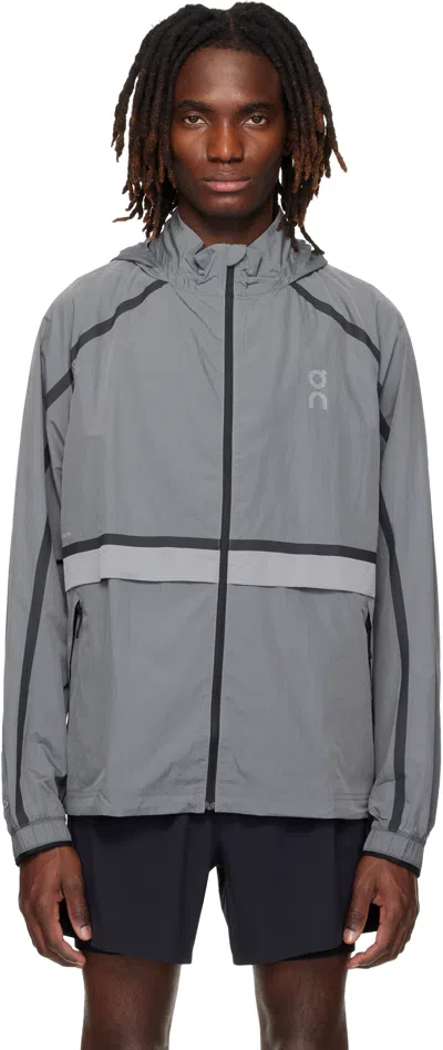 On Gray Performance Volt Running Jacket In Blue