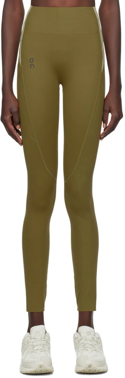 On Green Movement Lg Tights Sport Leggings In Hunter | Safari