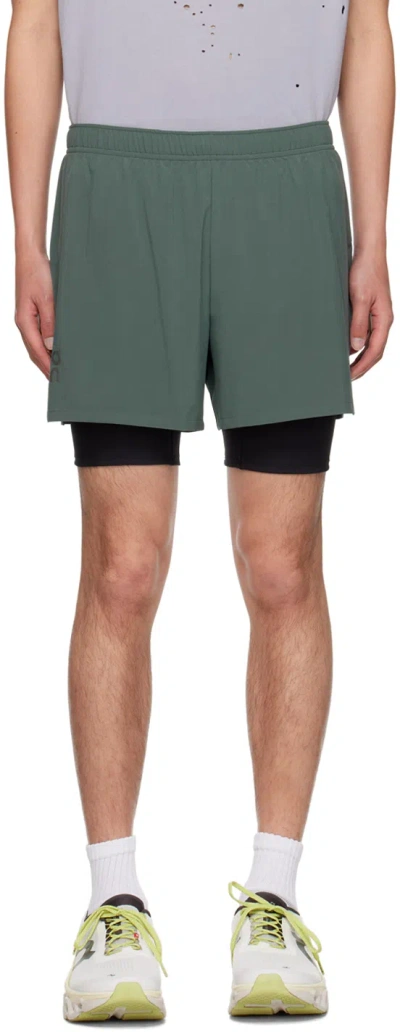 On Green Pace Shorts In Lead | Black