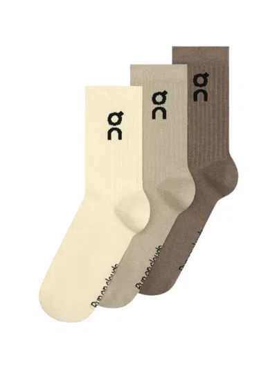 On High Logo-intarsia Socks (set Of Three) In 뉴트럴