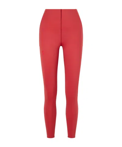 On Highwaisted Stretch Running Leggings In Red