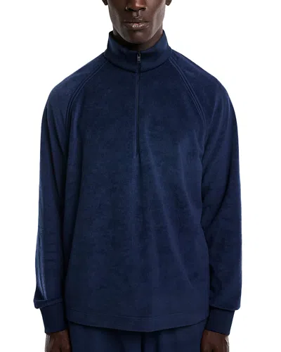 On Inkwell Courtside Pullover Terry Sweater In Blue