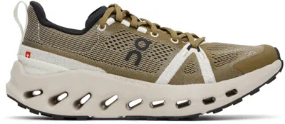 On Khaki Cloudsurfer Trail Sneakers In Hunter | Ice