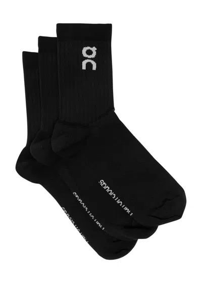 On Logo Cott-blend Socks In Black