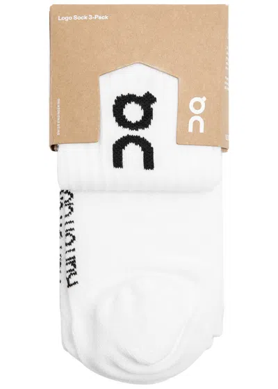 On Logo-intarsia Stretch-cott Socks In White