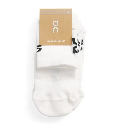 On Logo Mid Socks In White