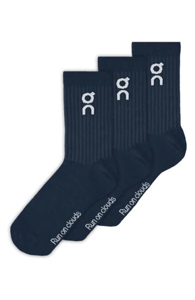On Logo Organic Cott Crew Socks In Blue