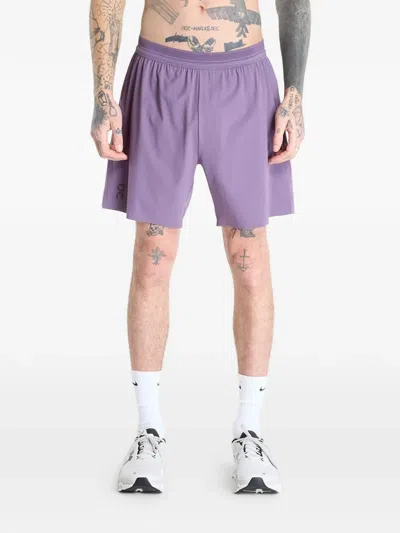 On Logo-print Performance Shorts In Purple