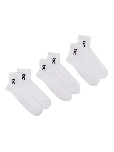 On Logo-print Socks (set Of Three) In White