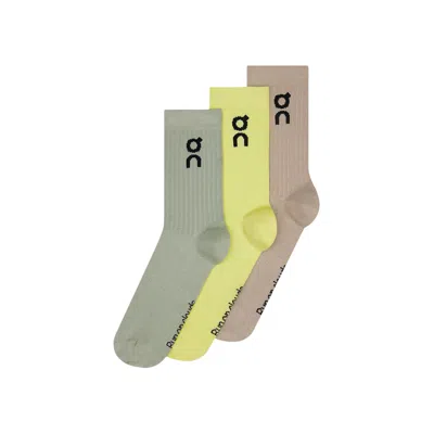 Pre-owned On Logo Sock High (3 Pairs) 'lemade/tin' | Multi-color | Men's Size S